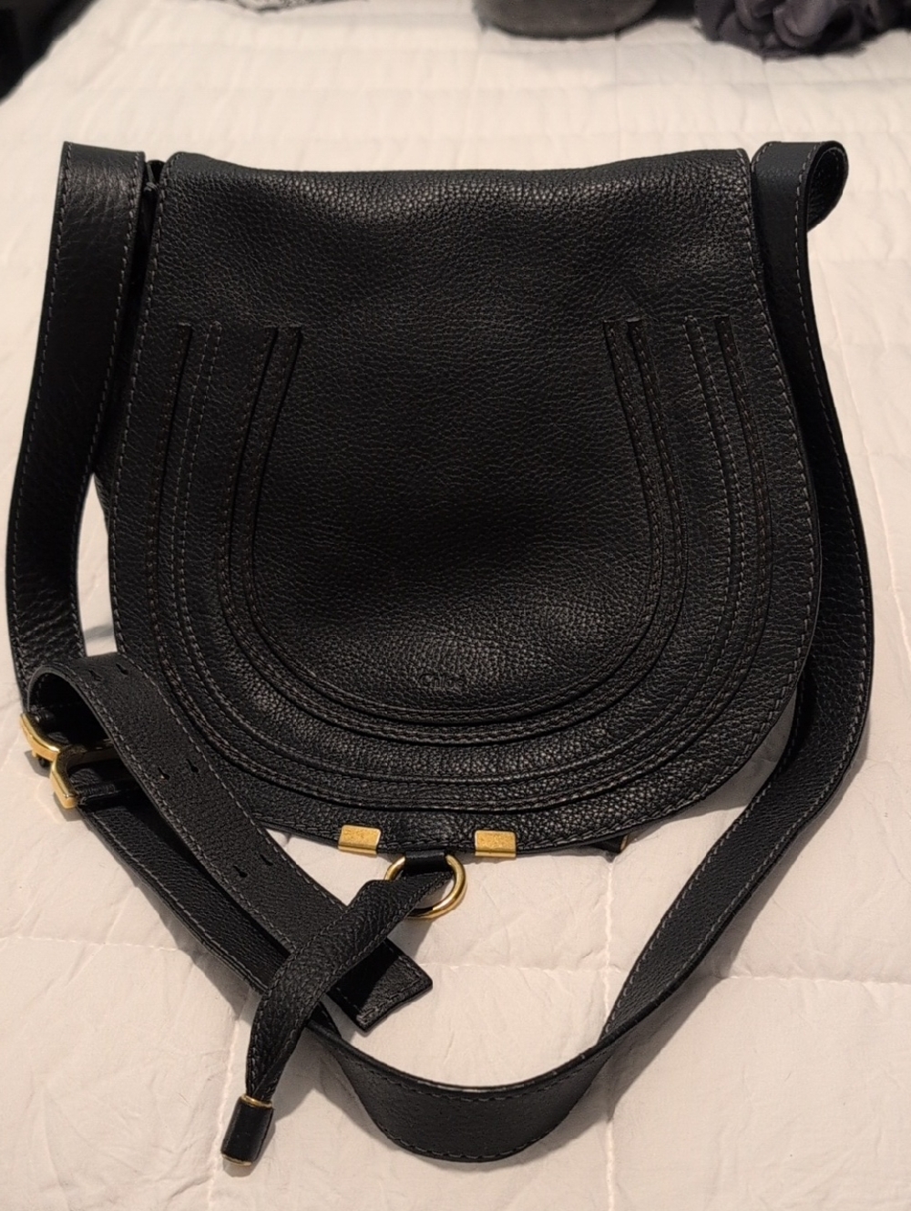 Chloe Authentic Marcie Pebble Leather Saddle Bag